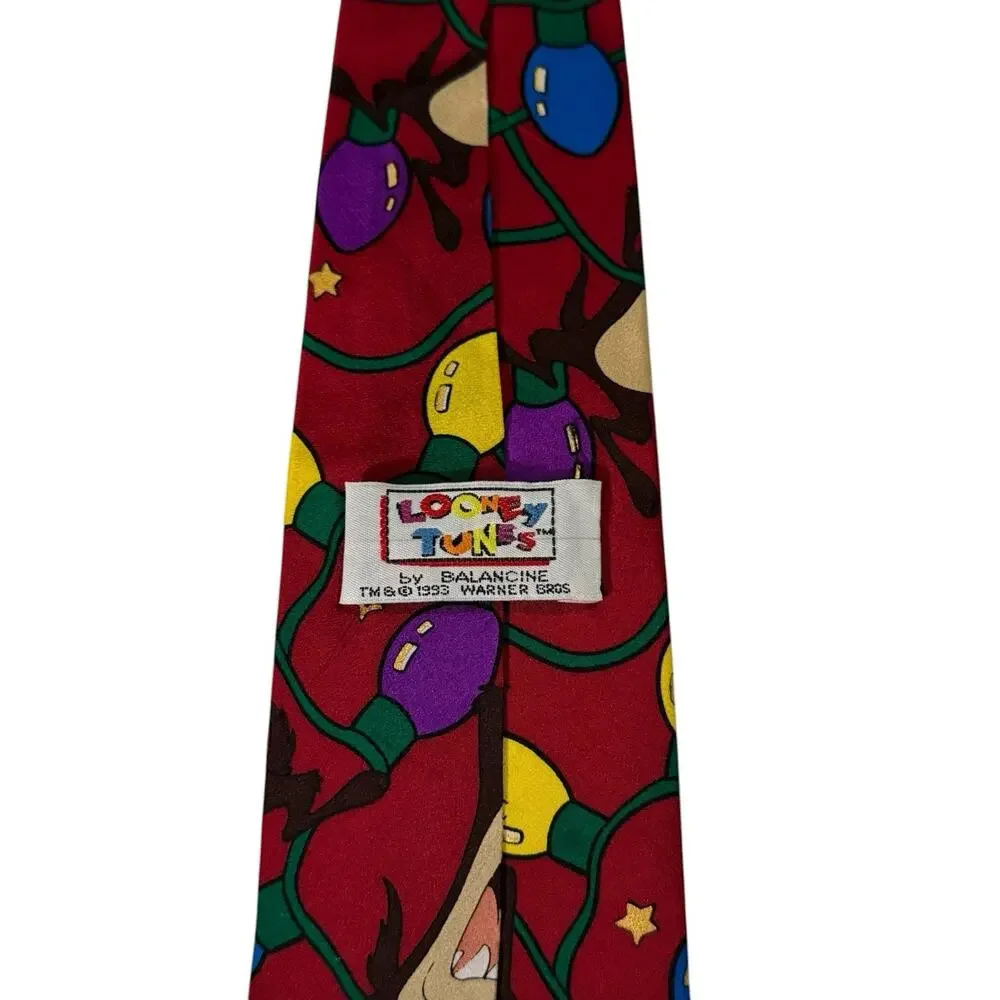 Looney Tunes By Balancine Taz Christmas Lights Holiday Novelty Necktie 100% Silk
